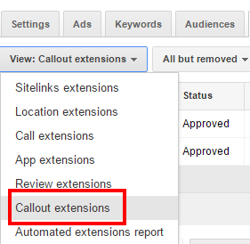 AdWords Callout Extensions