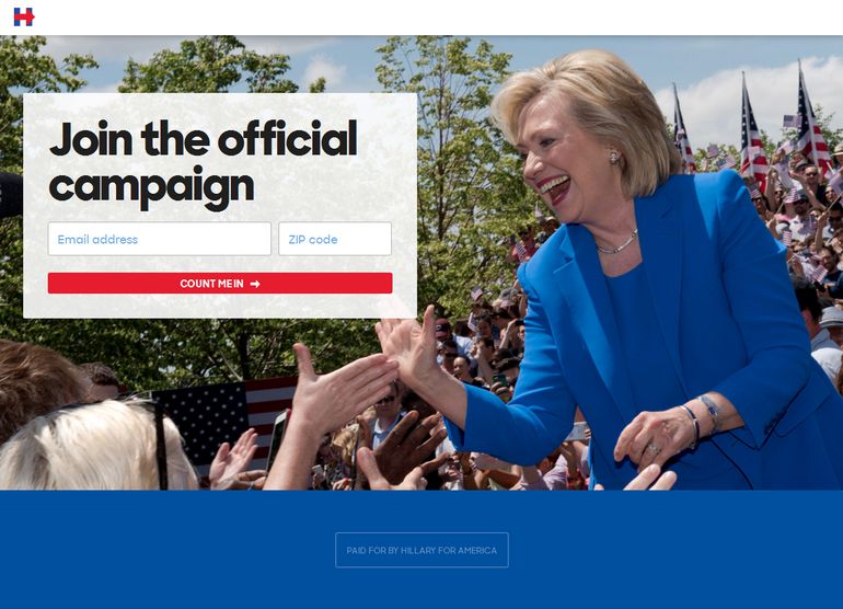 Hillary Clinton PPC Landing Page A/B Test Variation