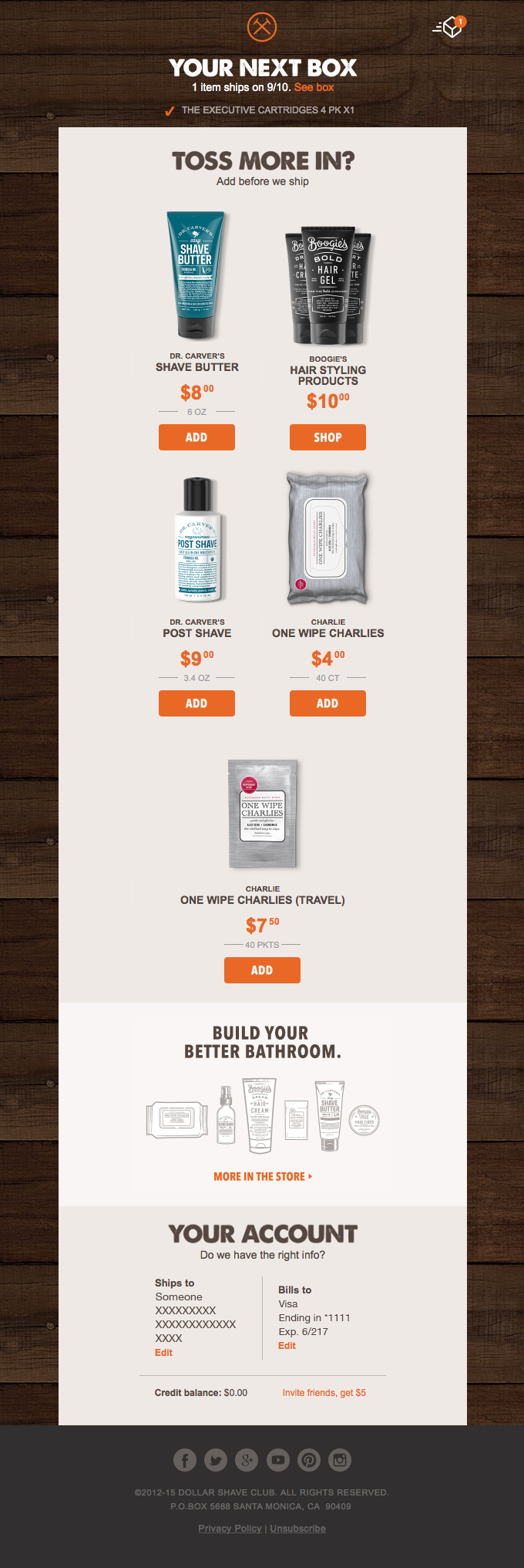 Dollar Shave Club Transactional Emails