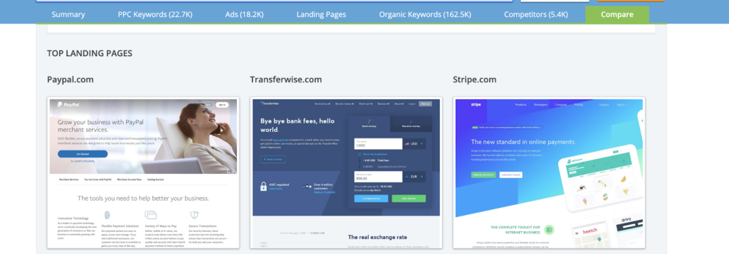 Top Landing Pages: compare functionality, including landing page designs.