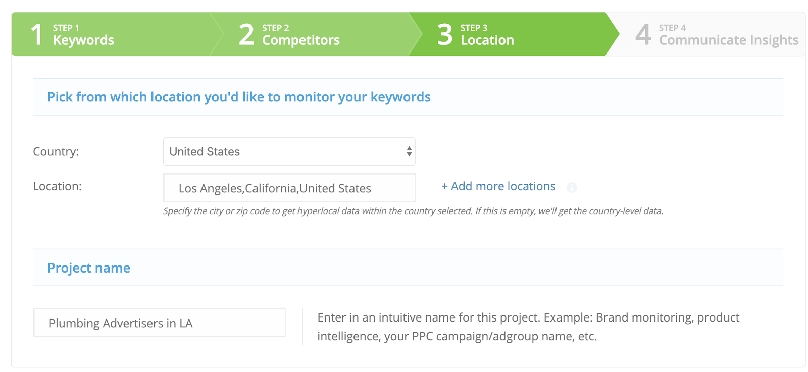 Create Campaign Watch Project 2: Add location data to monitor keywords