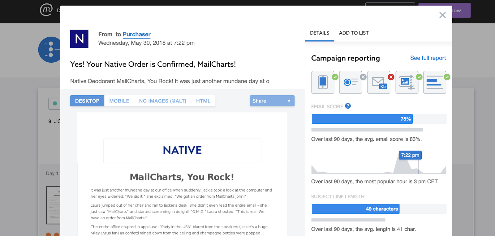 The customer journey within MailCharts